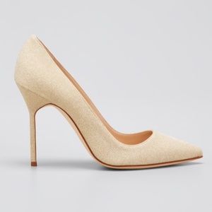 NIB $695 MANOLO BLAHNIK BB Stiletto Pumps in Champagne - size 36.5!